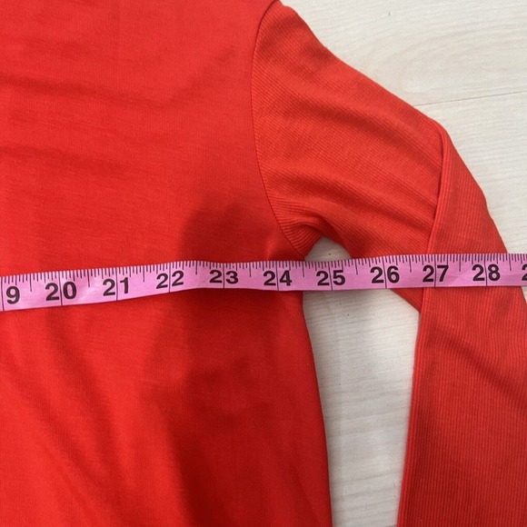 Free People Moonshine Tunic Top Women Size M Red Orange Oversized Stretch Knit - Picture 15 of 16